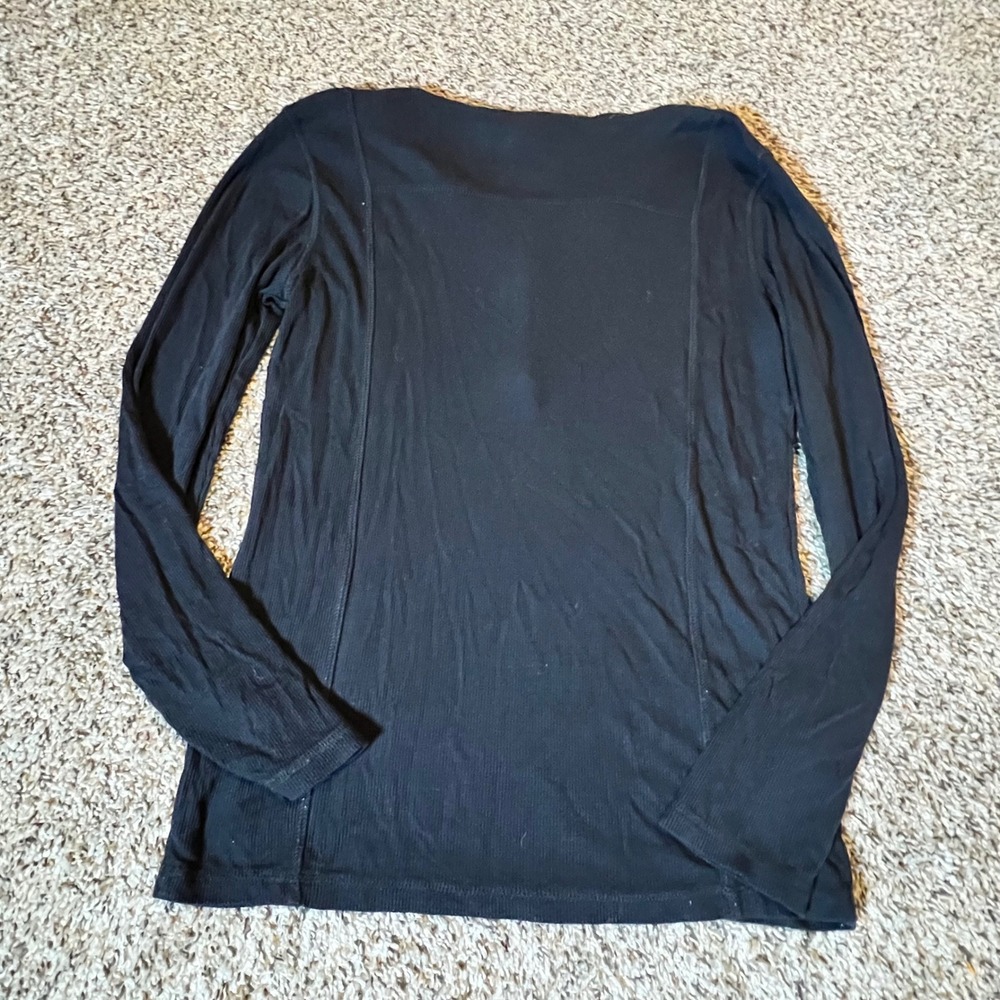 HM Black Ribbed Henley Long Sleeve Top Tencel Lyocell Blend Small - Picture 6 of 6